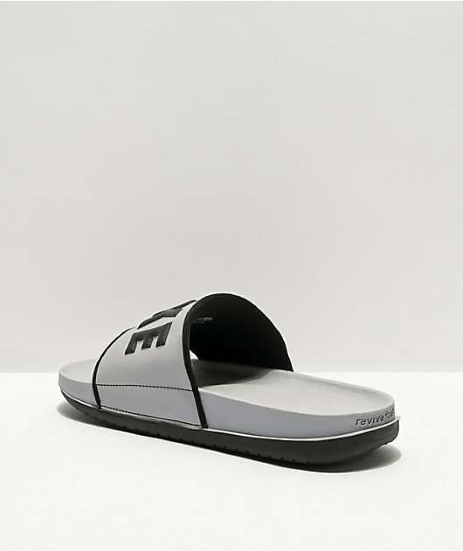 Nike * | Nike Offcourt Grey & Black Slide Sandals Promotions