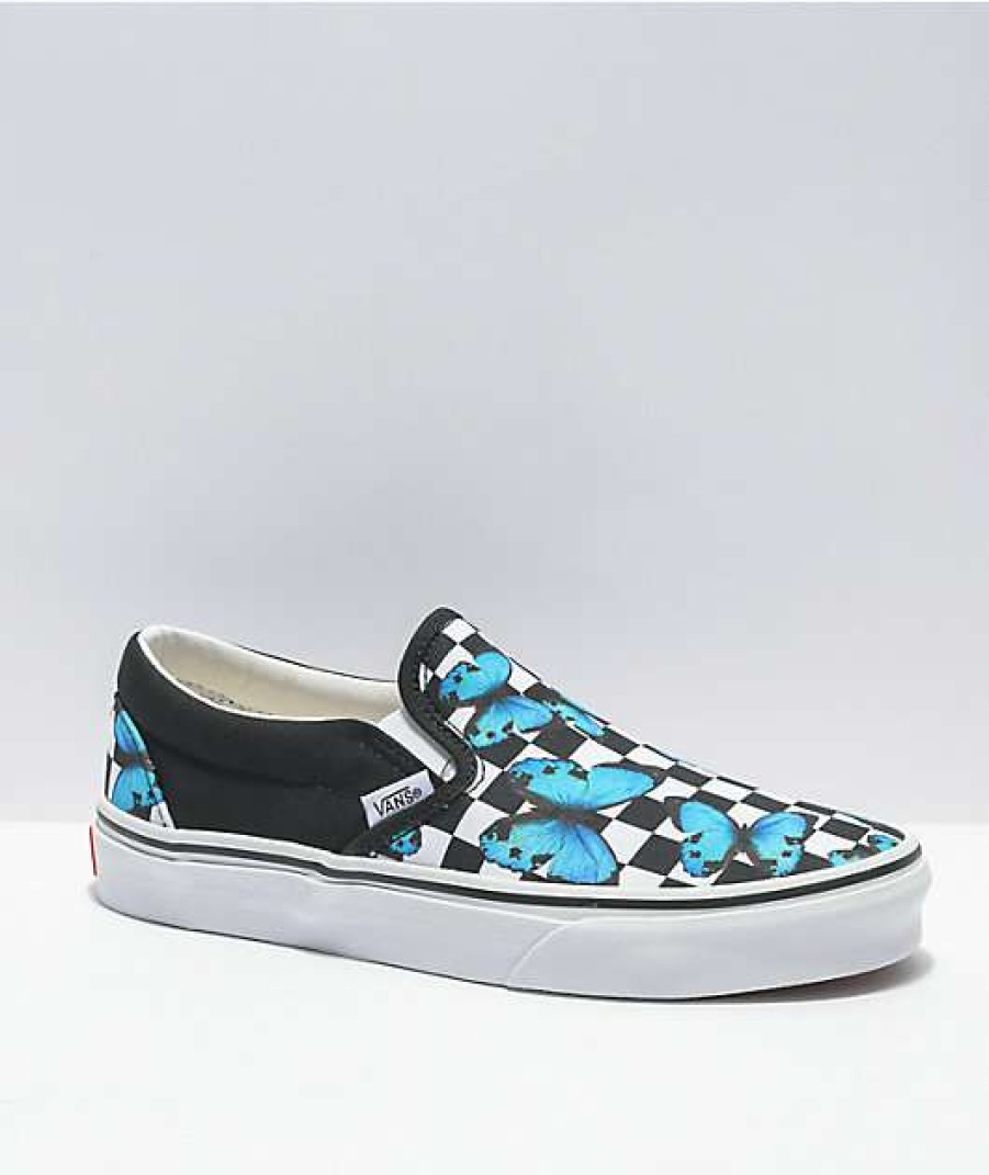 Vans * | Vans Slip-On Butterfly Checkerboard Skate Shoes Promotions