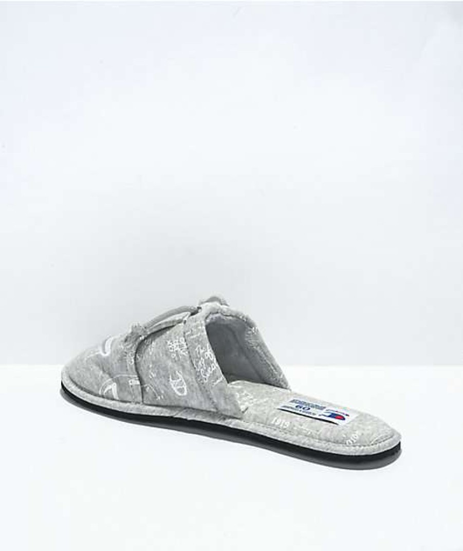 Shoes * | Champion Sleepover Doodle Hoodie Grey Slippers Outlet