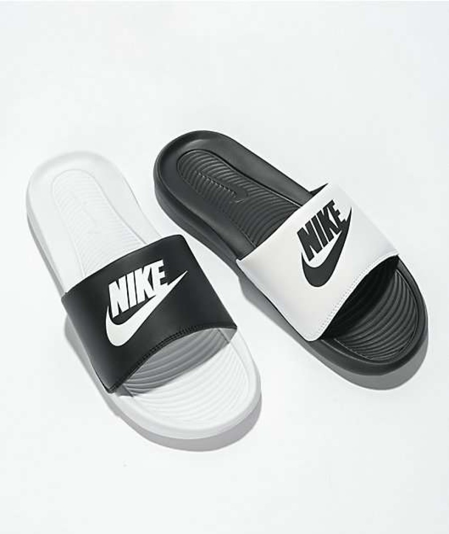 Nike * | Nike Victori One Mismatch Black & White Slide Sandals Promotions