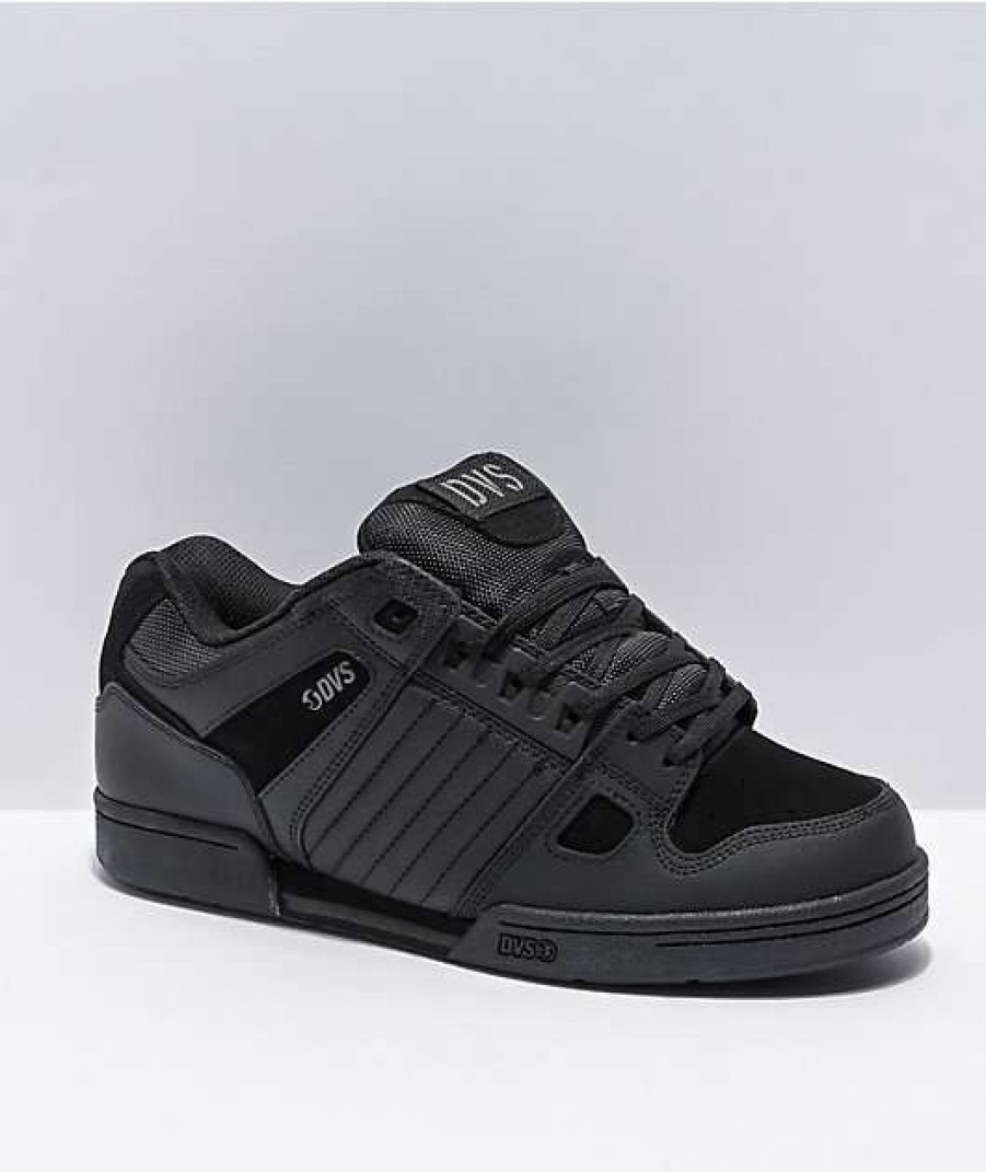 Shoes * | Dvs Celcius Black & Black Leather Skate Shoes Outlet