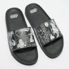 Sandals * | Broken Promises Arcade Mode Black & White Slide Sandals Outlet