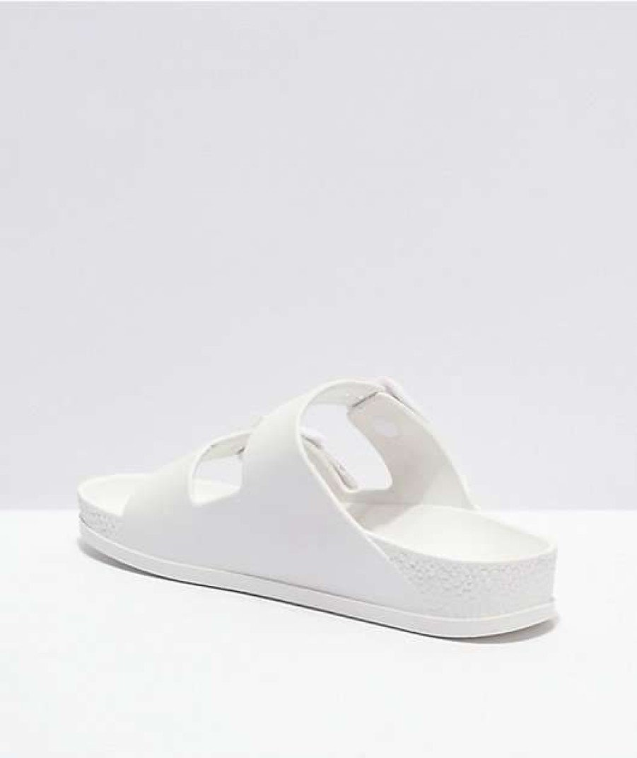 Sandals * | Trillium White 2 Strap Slide Sandals Outlet