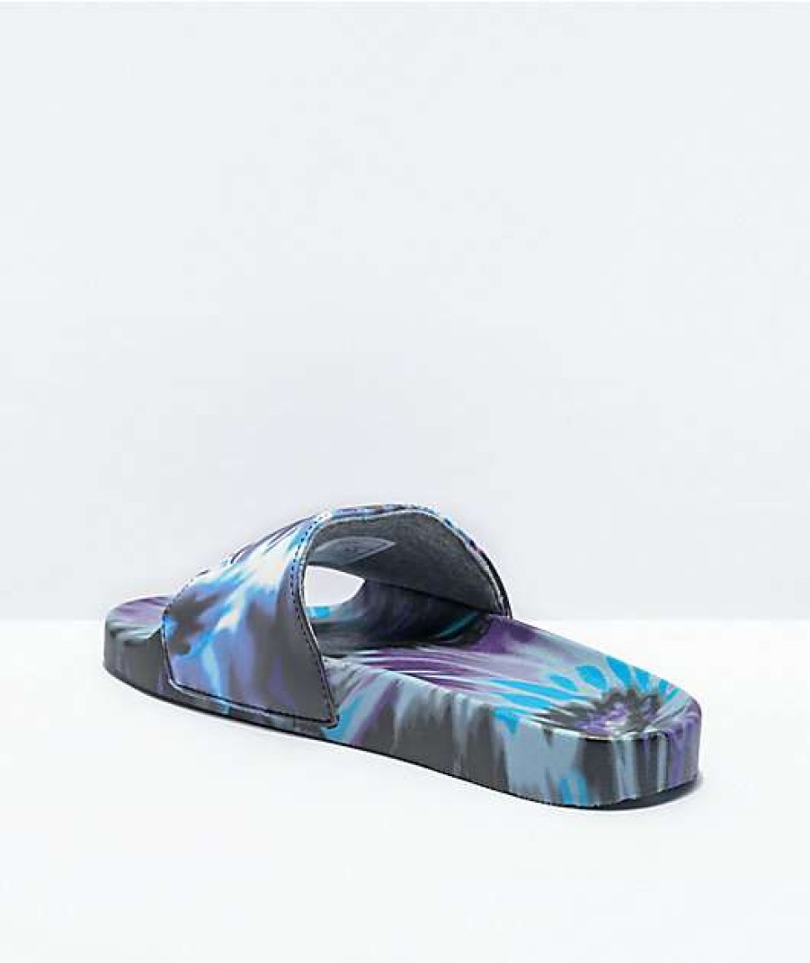 Sandals * | Champion Ipo Tie Dye Black, Purple & Teal Slide Sandals Outlet