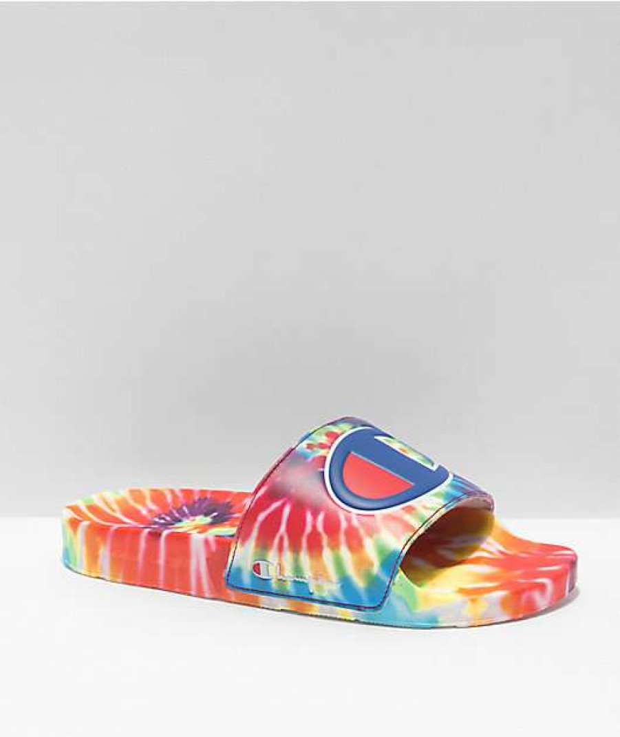 Sandals * | Champion Ipo Rainbow Tie Dye Slide Sandals Outlet