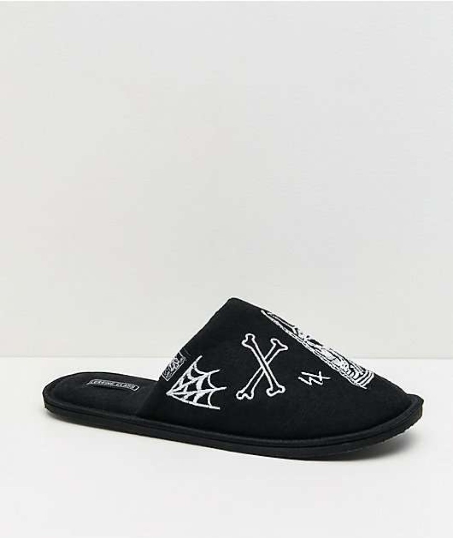 Shoes * | Lurking Class By Sketchy Tank Logo Black Slippers Outlet