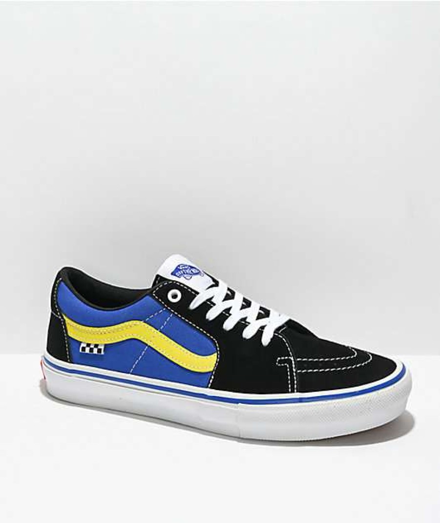 Vans * | Vans Skate Sk8-Low Black & Dazzling Blue Skate Shoes Promotions