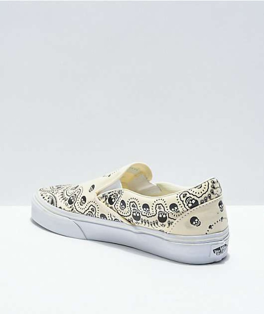 Vans * | Vans Slip-On Bandana White & Black Skate Shoes Promotions