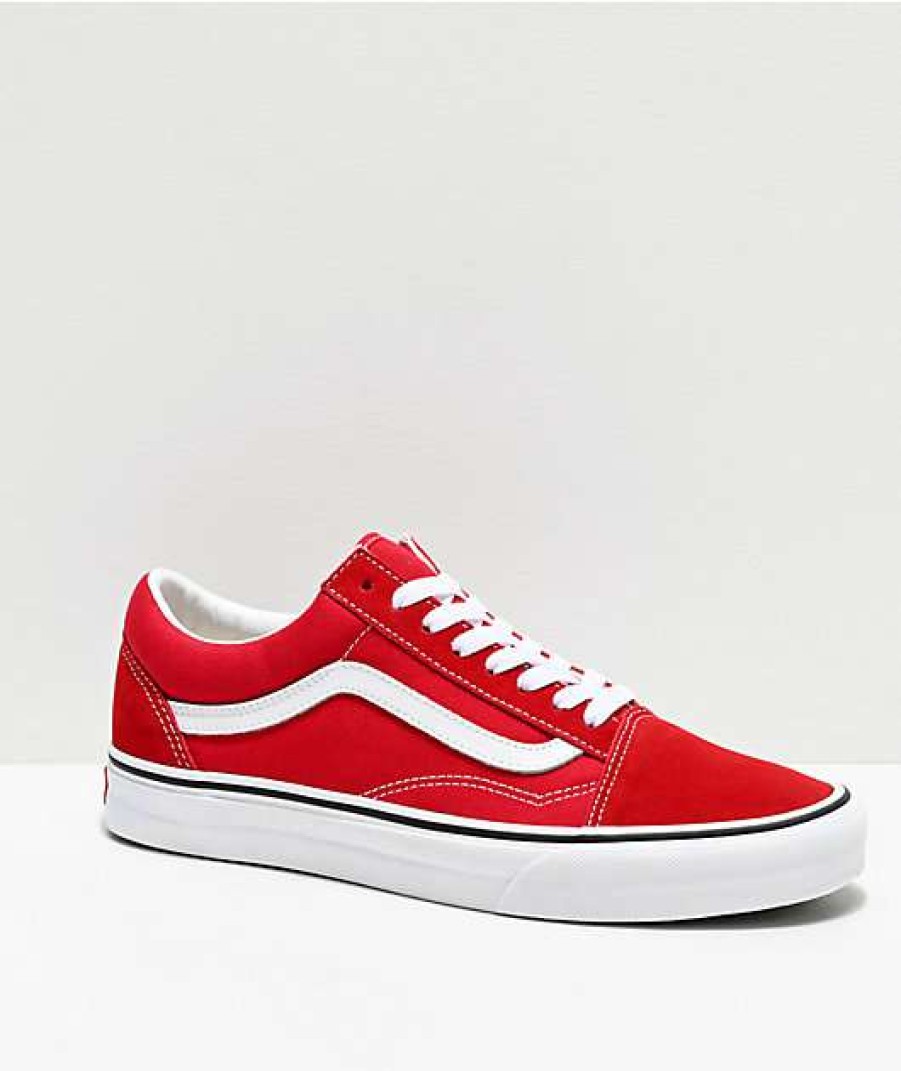 Vans * | Vans Old Skool Racing Red & White Skate Shoes Promotions