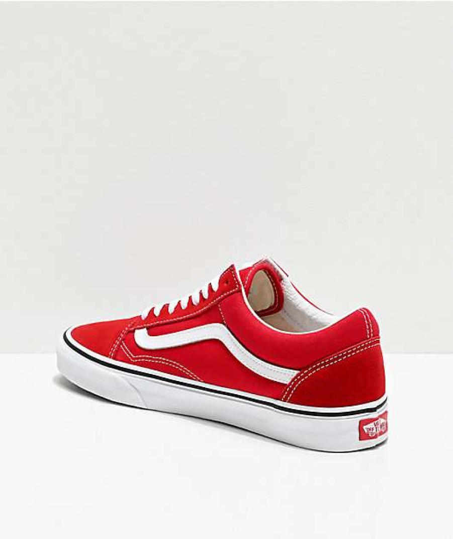 Vans * | Vans Old Skool Racing Red & White Skate Shoes Promotions