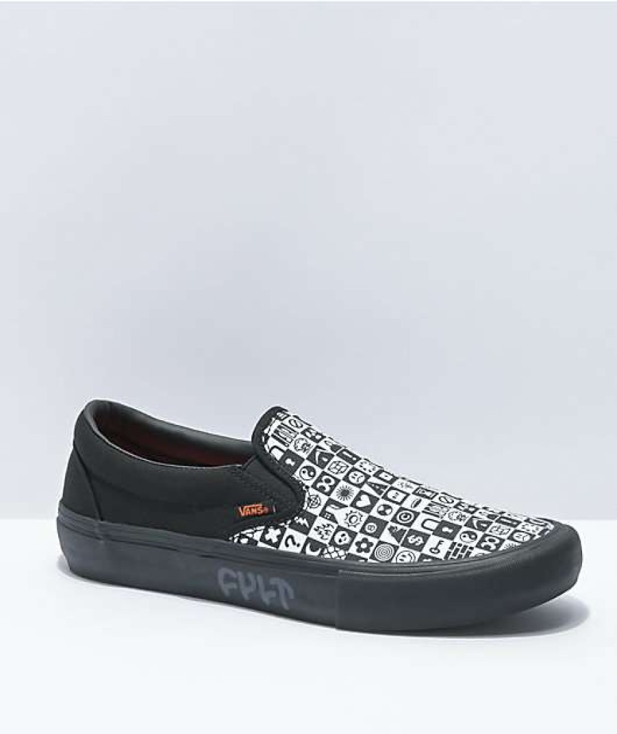 Vans * | Vans X Cult Slip-On Pro Black Checkerboard Shoes Promotions