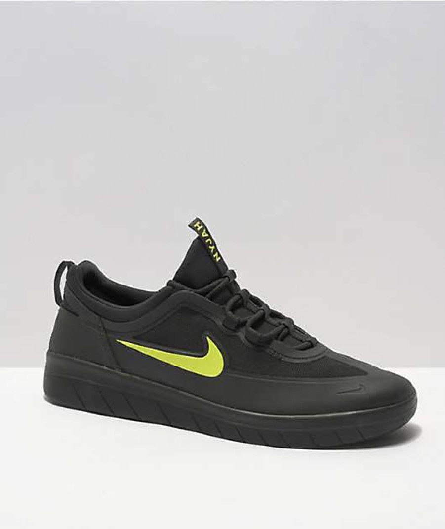 Nike * | Nike Sb Nyjah Free 2.0 Black & Cyber Green Skate Shoes Promotions