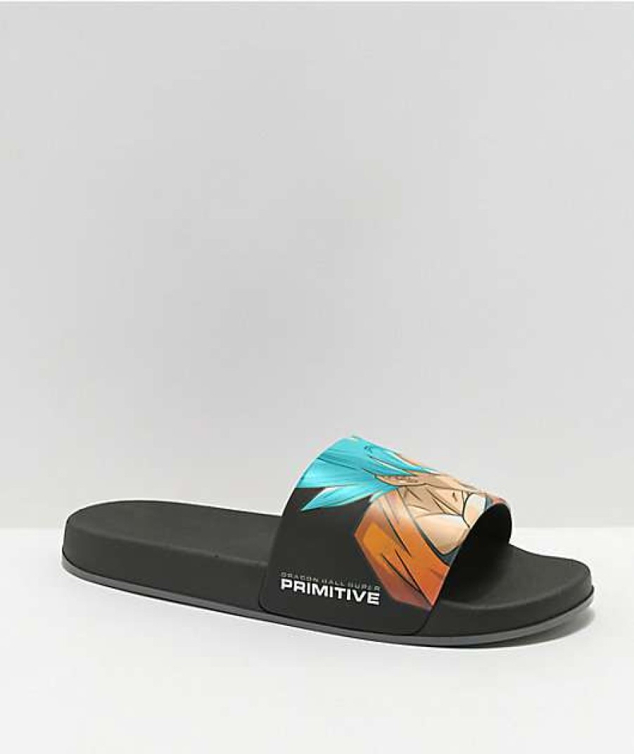 Sandals * | Primitive X Dragon Ball Super Goku Black Rose Versus Slide Sandals Outlet