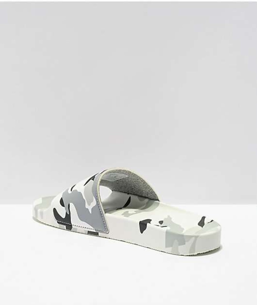 Sandals * | Champion Ipo Camo White, Grey & Black Slide Sandals Outlet