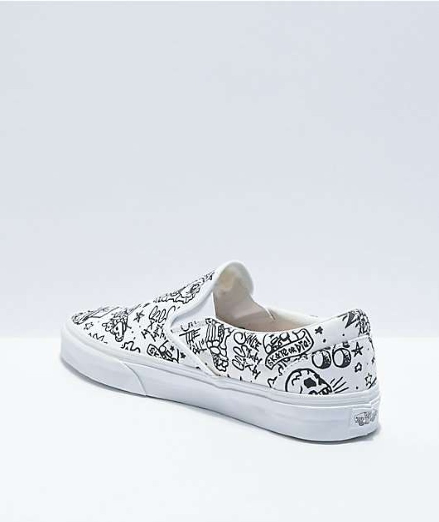 Vans * | Vans Slip-On U Color Tattoo White Skate Shoes Promotions