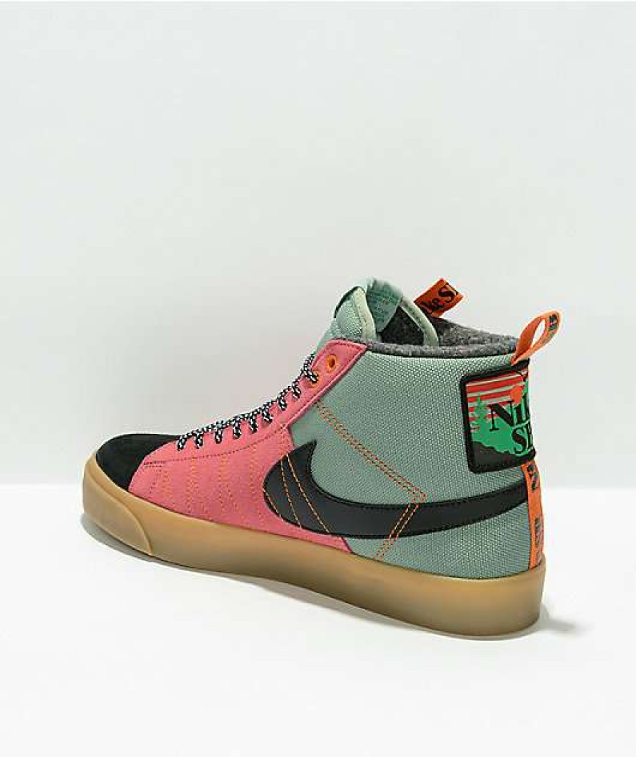 Nike * | Nike Sb Zoom Blazer Mid Premium Smoke & Pink Skate Shoes Promotions