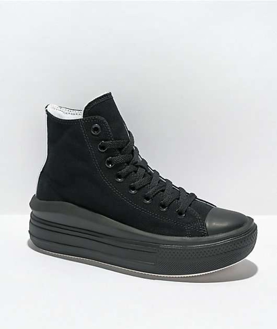 Shoes * | Converse Ctas Move Hi-Top All Black Platform Shoes Outlet