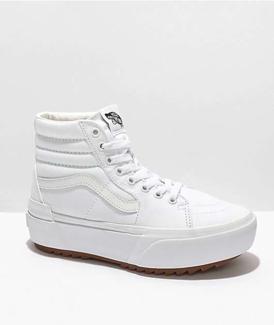 Vans * | Vans Sk8-Hi Stacked True White Platform Shoes Promotions