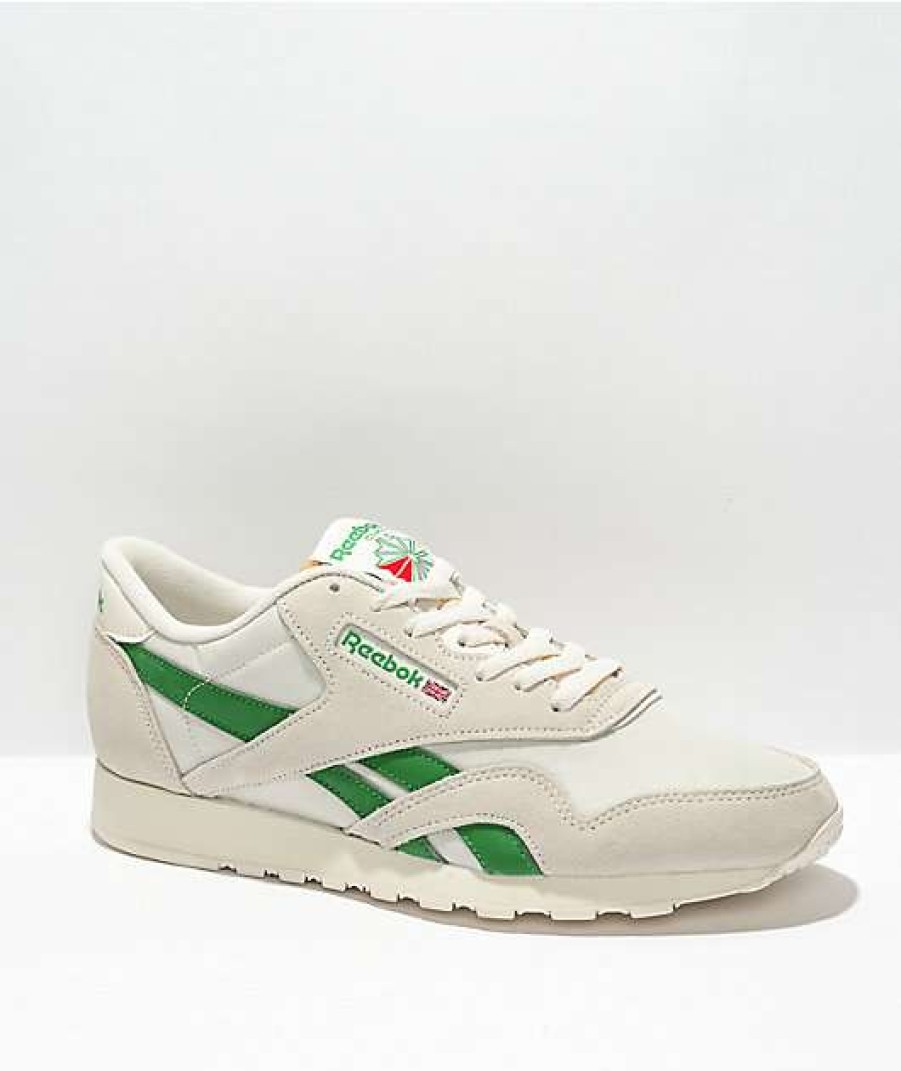 Sneakers * | Reebok Classic Nylon & Canvas White & Green Shoes Outlet