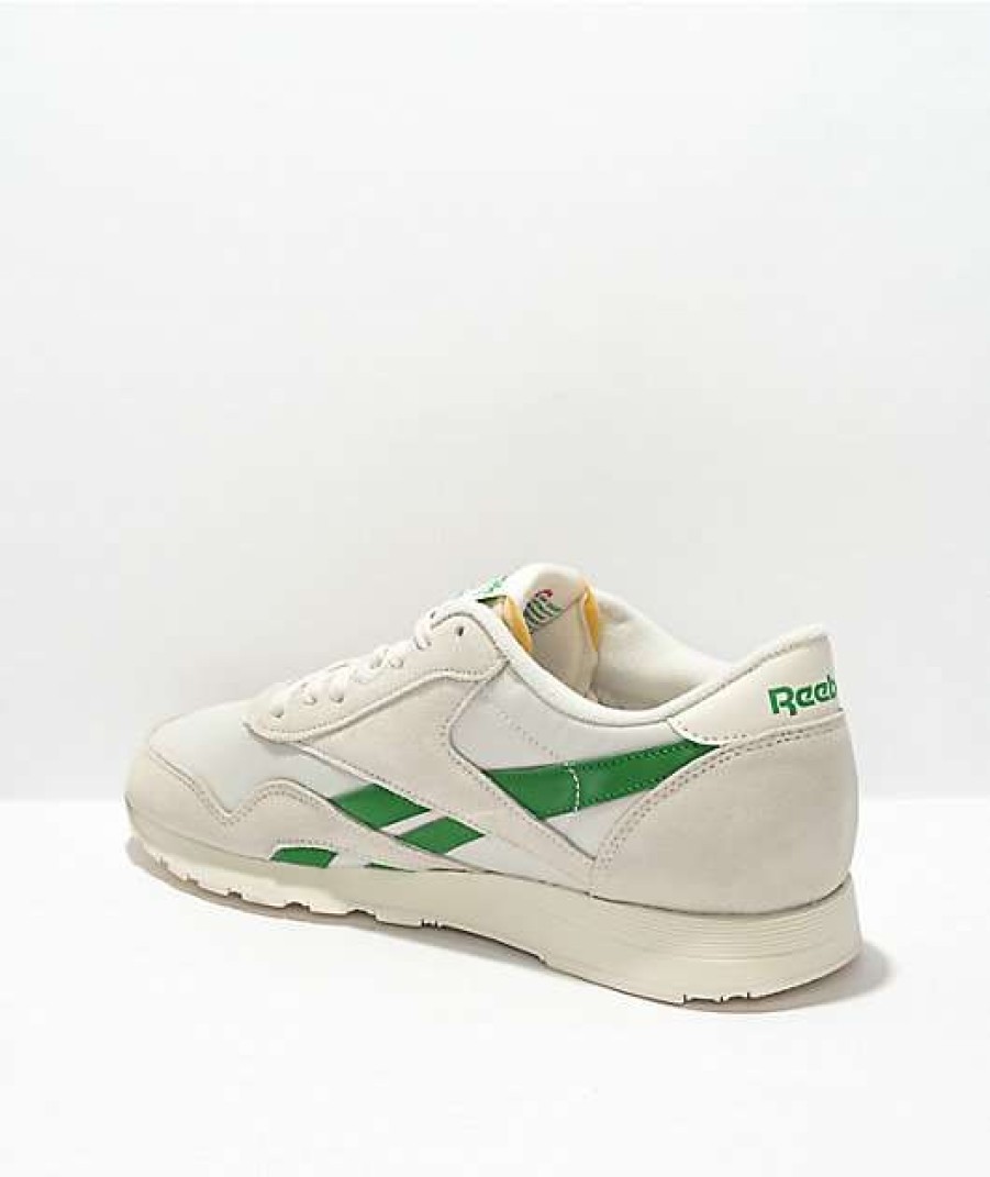 Sneakers * | Reebok Classic Nylon & Canvas White & Green Shoes Outlet