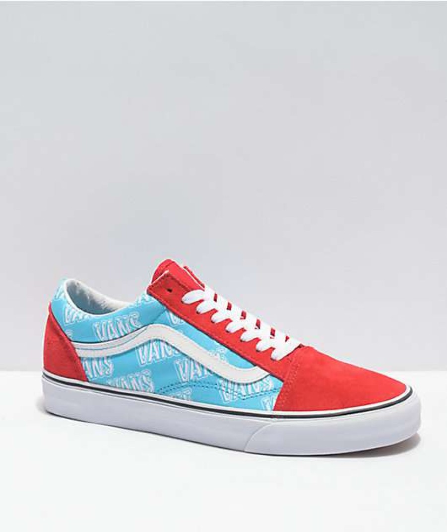 Vans * | Vans Old Skool Retro Blue, Red, & White Skate Shoes Promotions