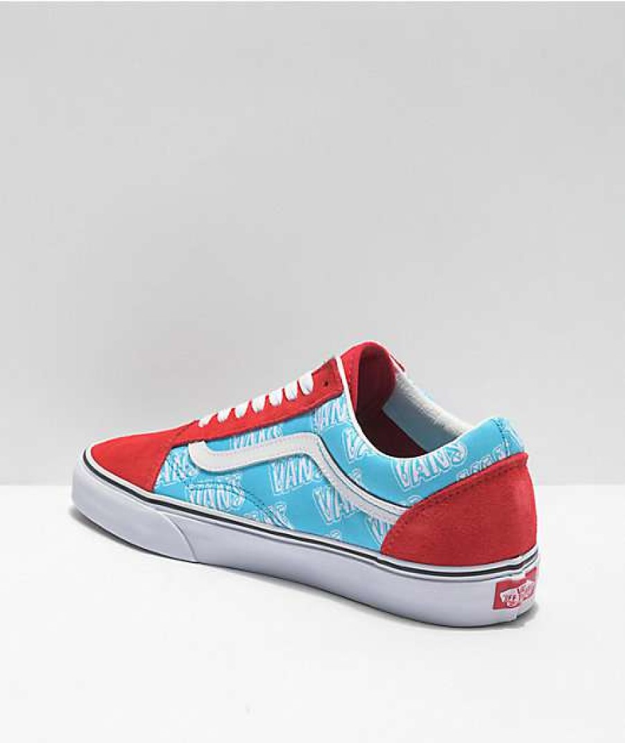 Vans * | Vans Old Skool Retro Blue, Red, & White Skate Shoes Promotions