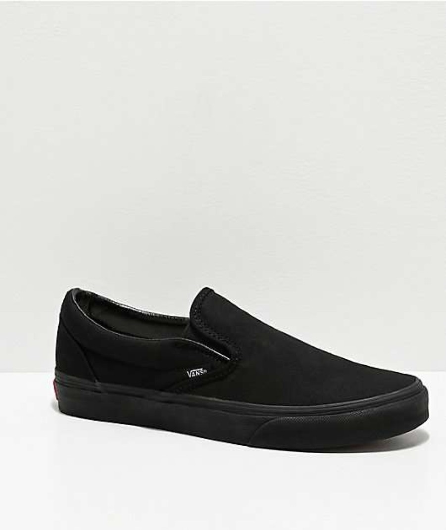 Shoes * | Vans Slip-On Monochromatic Black Skate Shoes Outlet