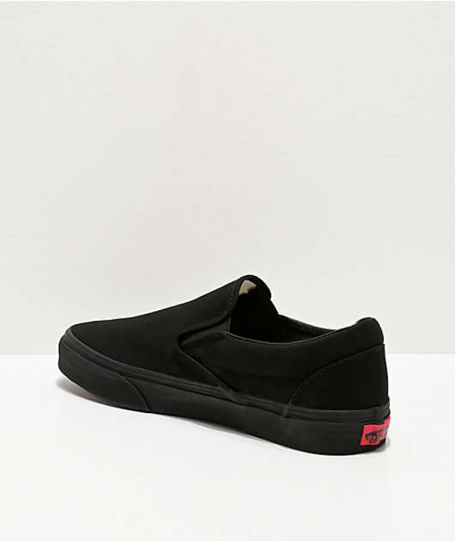 Shoes * | Vans Slip-On Monochromatic Black Skate Shoes Outlet