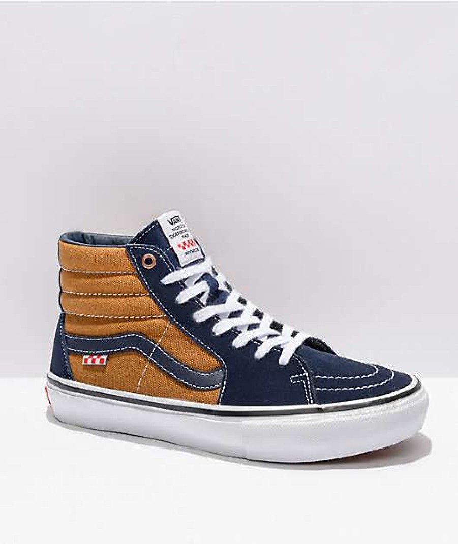 Vans * | Vans Skate Sk8-Hi Reynolds Navy & Golden Brown Skate Shoes Promotions