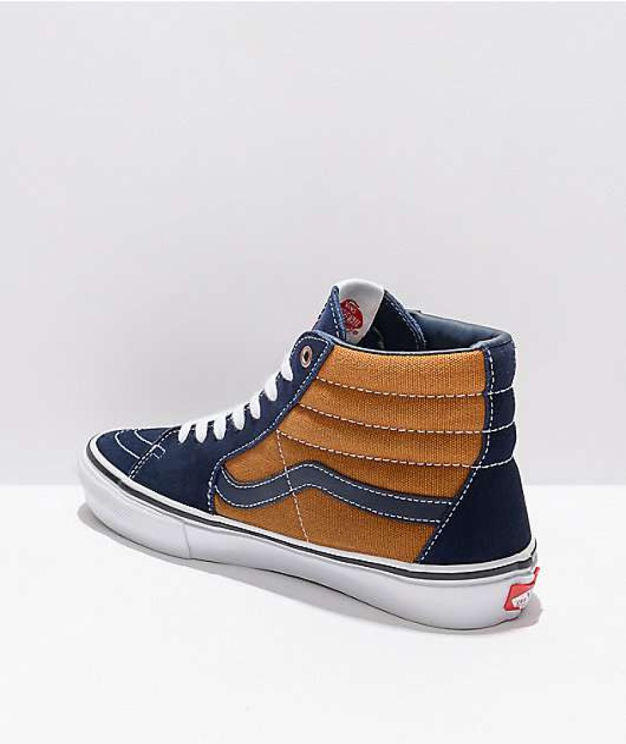 Vans * | Vans Skate Sk8-Hi Reynolds Navy & Golden Brown Skate Shoes Promotions