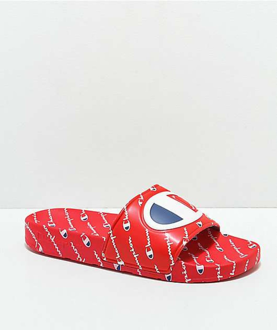 Sandals * | Champion Ipo Repeat Red Slide Sandals Outlet