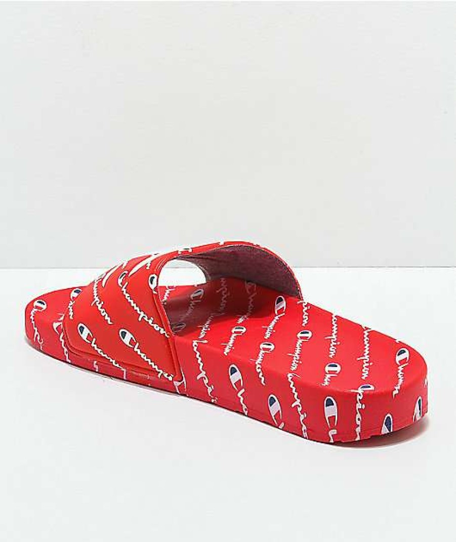 Sandals * | Champion Ipo Repeat Red Slide Sandals Outlet