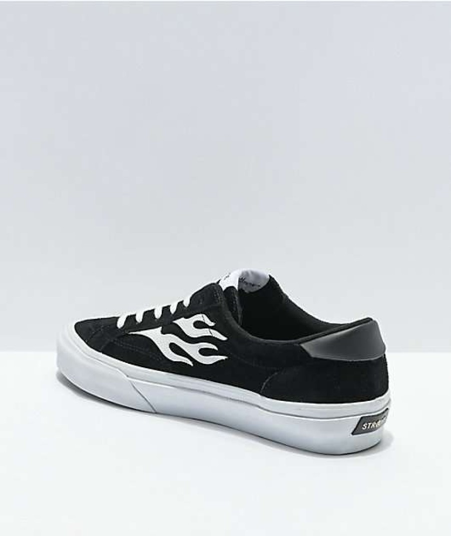 Skate Shoes * | Straye Logan Flame Black & White Suede Skate Shoes Outlet