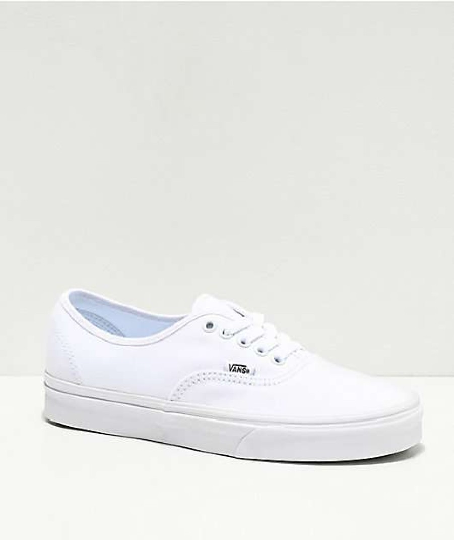 Shoes * | Vans Authentic White Canvas Skate Shoes Outlet