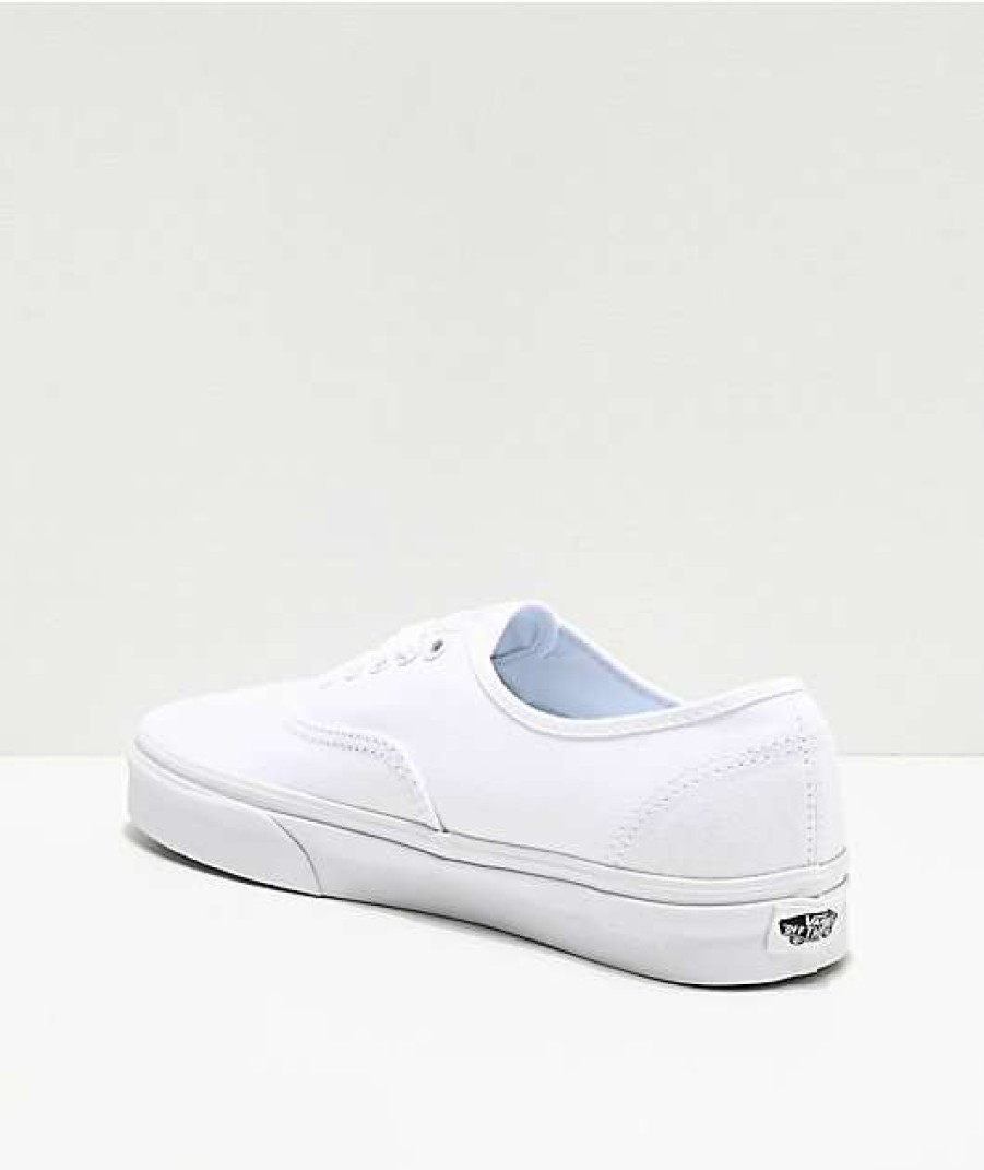 Shoes * | Vans Authentic White Canvas Skate Shoes Outlet