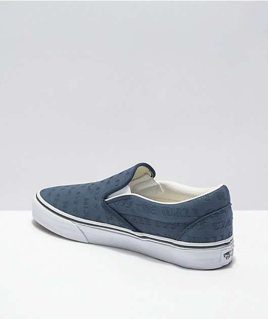 Vans * | Vans Slip-On Deboss Otw Dress Blues Skate Shoes Promotions