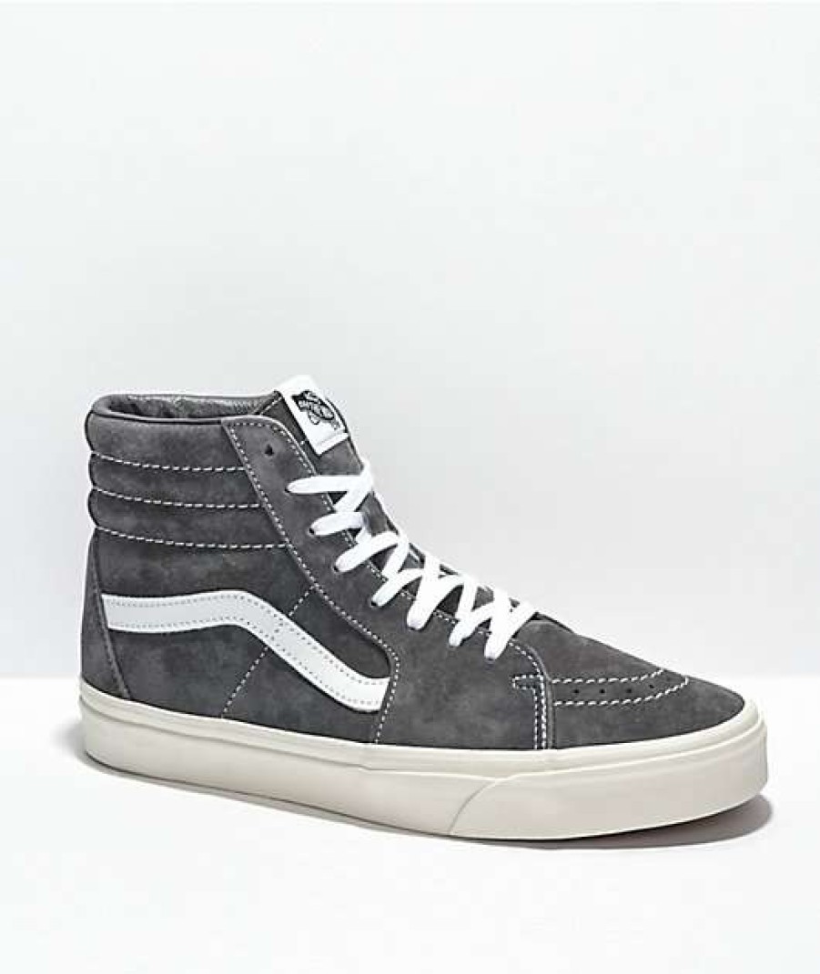 Vans * | Vans Sk8-Hi Pig Suede Rabbit Grey & Snow White Skate Shoes Promotions