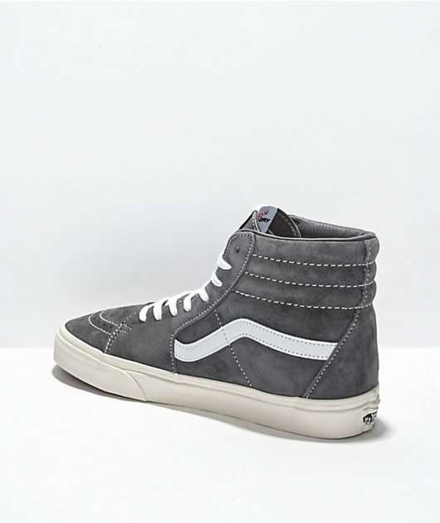 Vans * | Vans Sk8-Hi Pig Suede Rabbit Grey & Snow White Skate Shoes Promotions