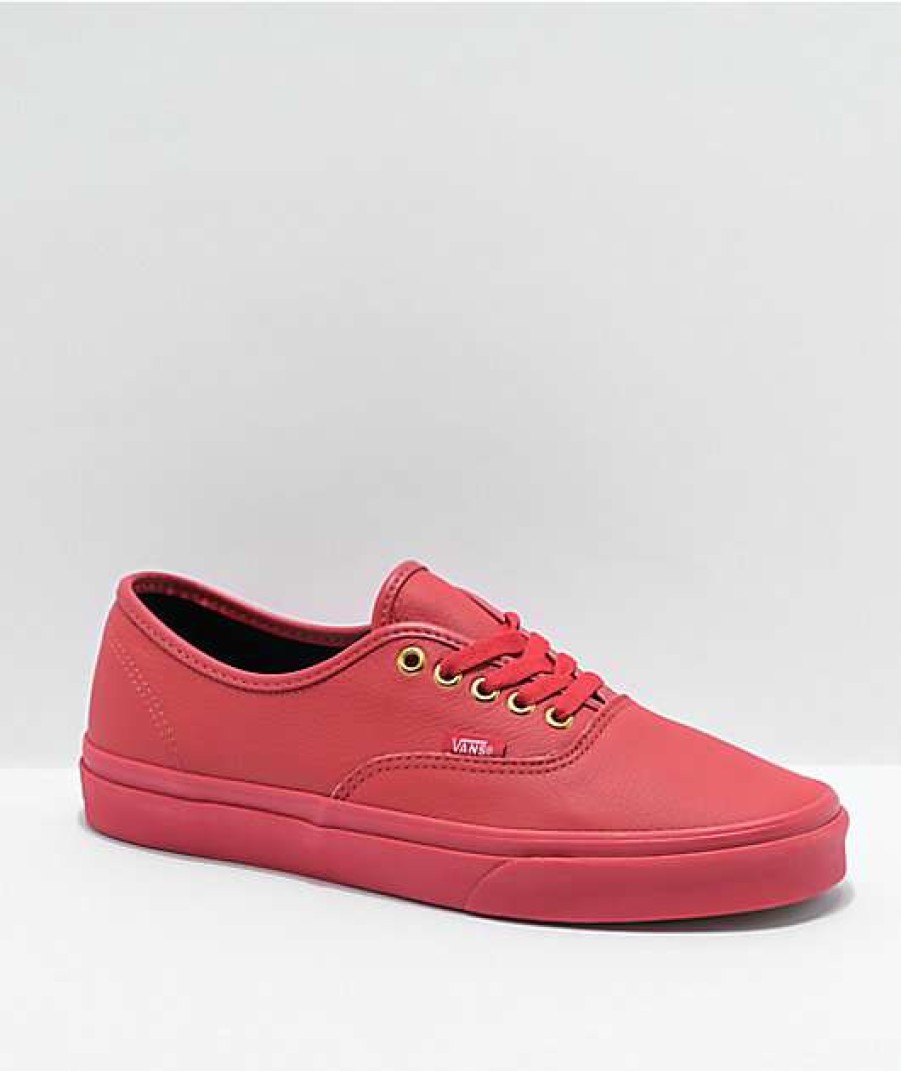 Vans * | Vans Authentic Red Leather Skate Shoes Promotions