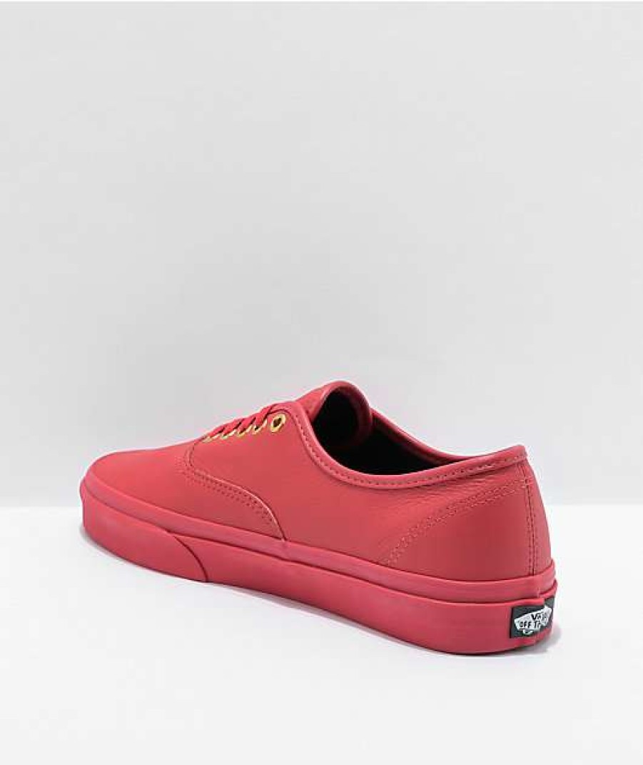 Vans * | Vans Authentic Red Leather Skate Shoes Promotions