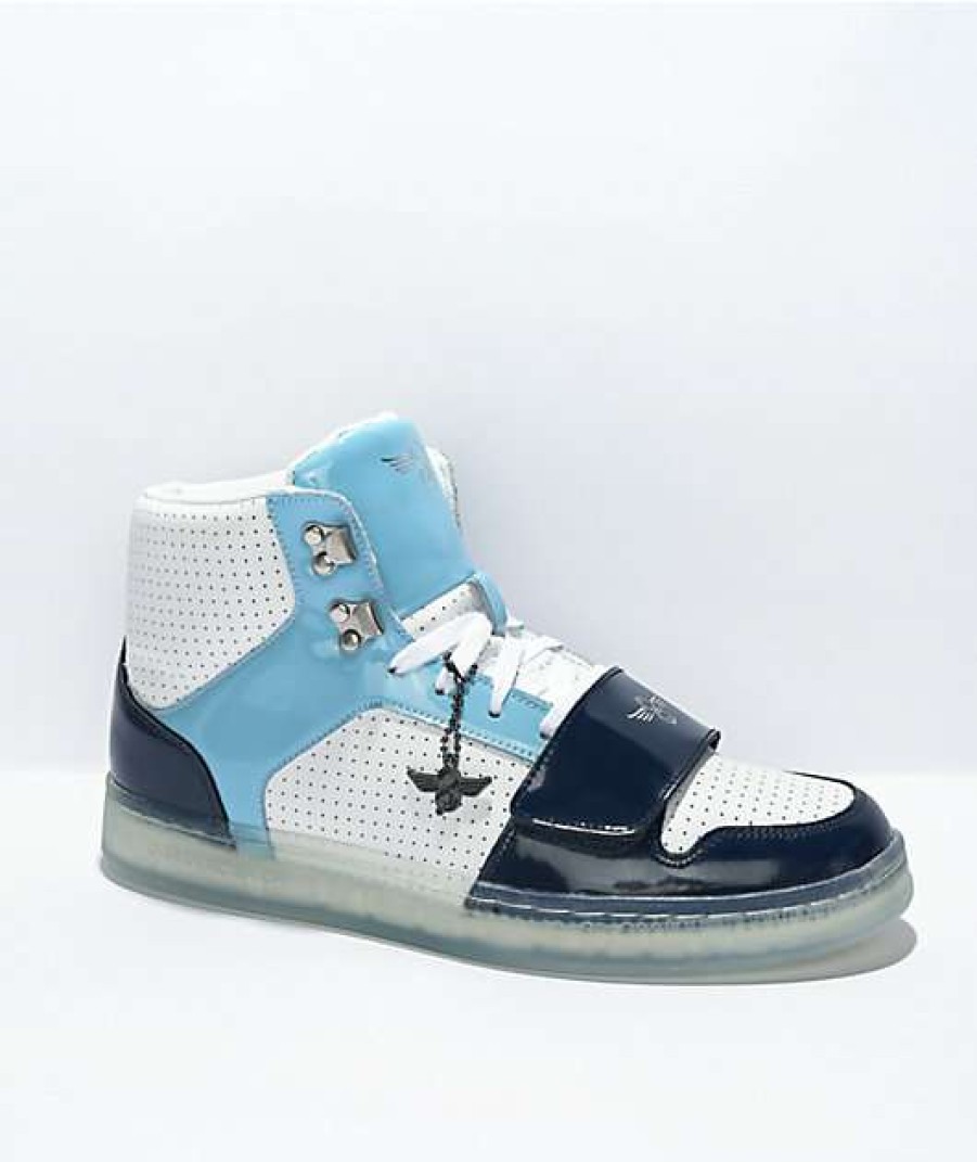 Sneakers * | Creative Recreation Cesario Hi Xxi White & Blue High Top Shoes Outlet