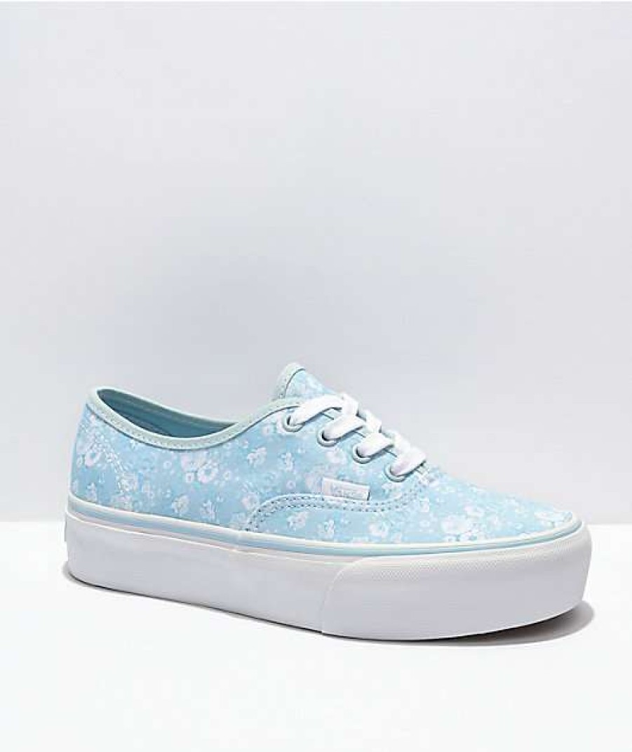 Vans * | Vans Authentic Floral Blue Platform Shoes Promotions