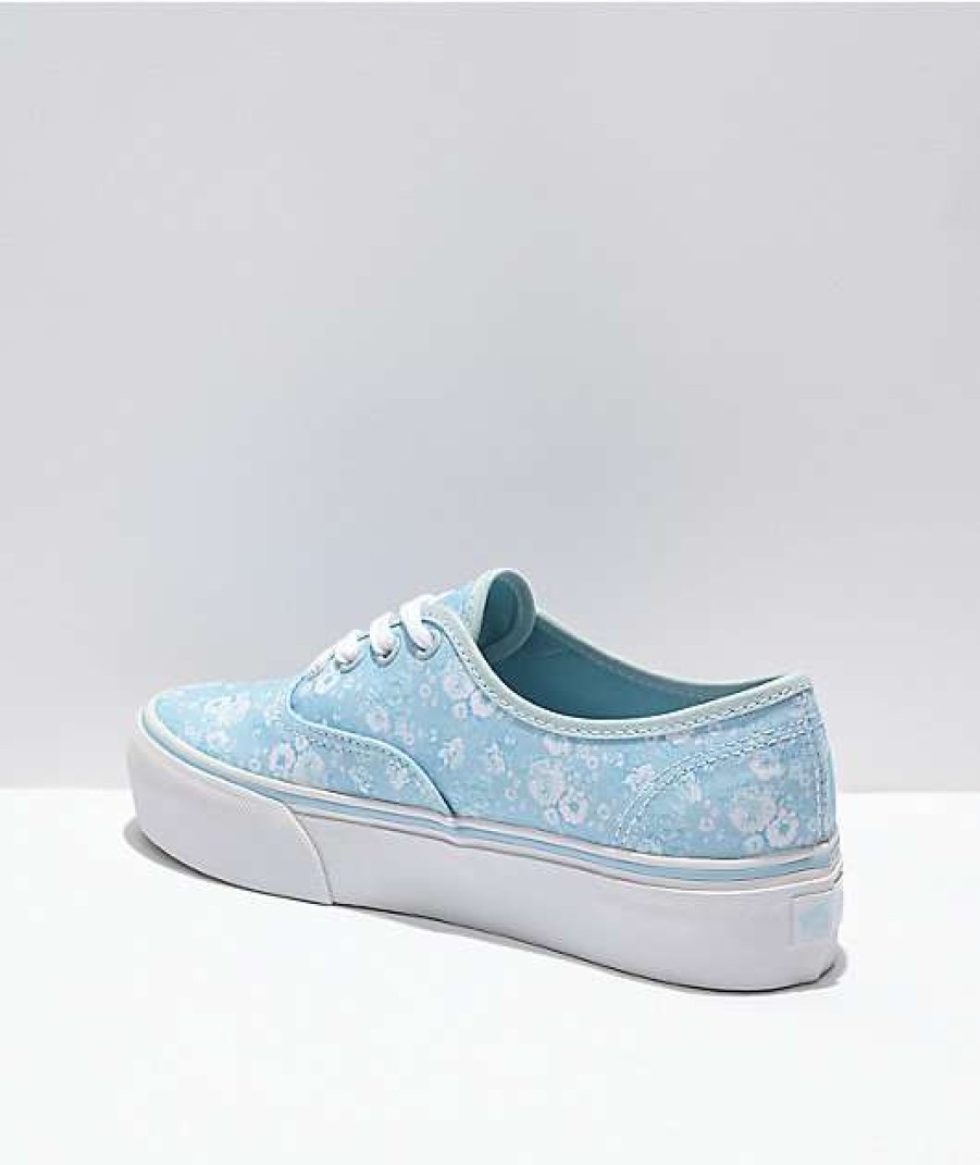 Vans * | Vans Authentic Floral Blue Platform Shoes Promotions