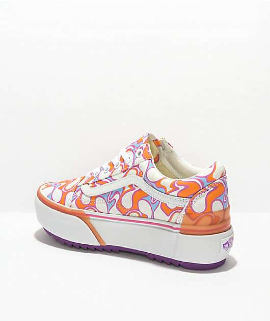 Vans * | Vans Old Skool Stacked Uv Peace Orange & White Platform Shoes Promotions