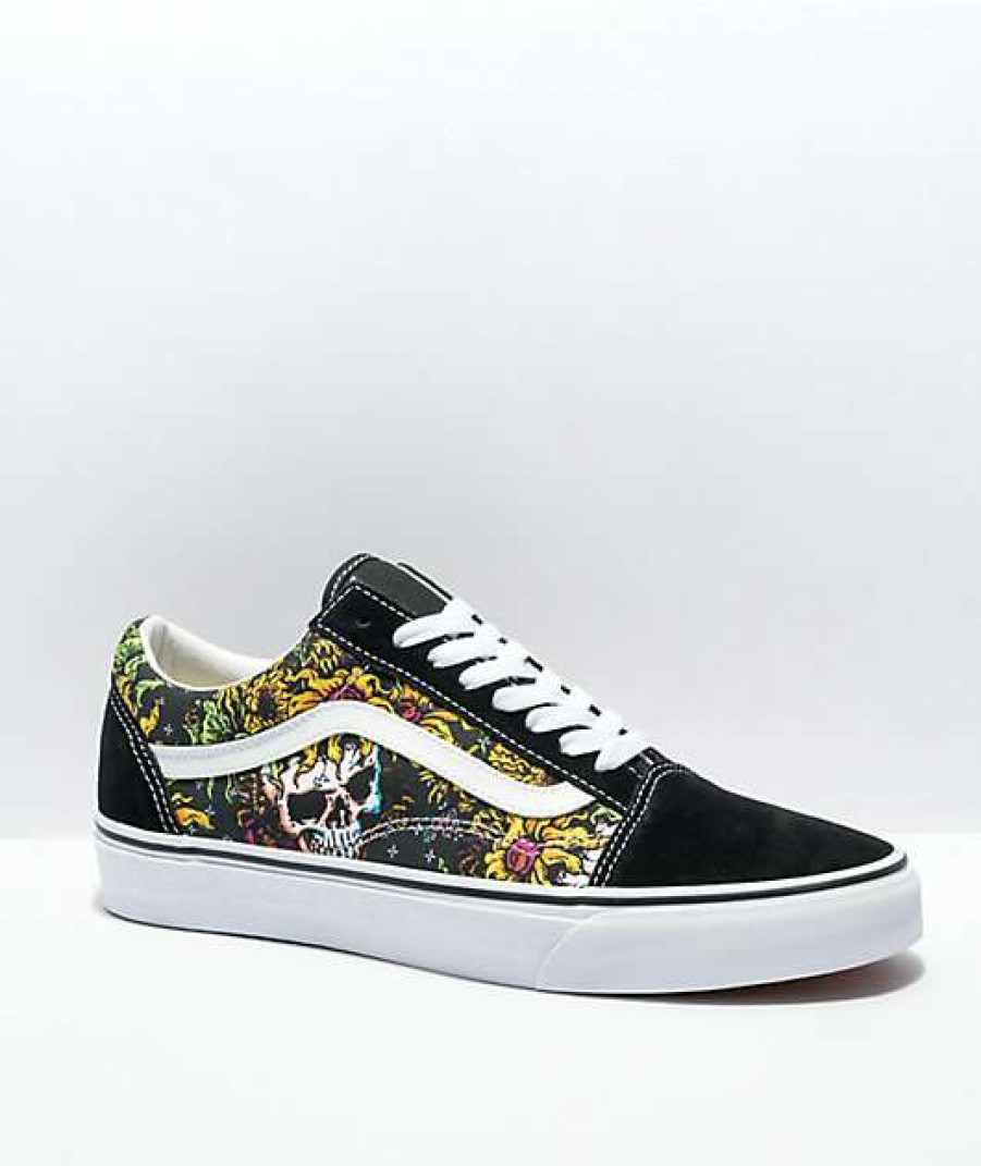 Vans * | Vans Old Skool Beauty Skull Black & White Skate Shoes Promotions