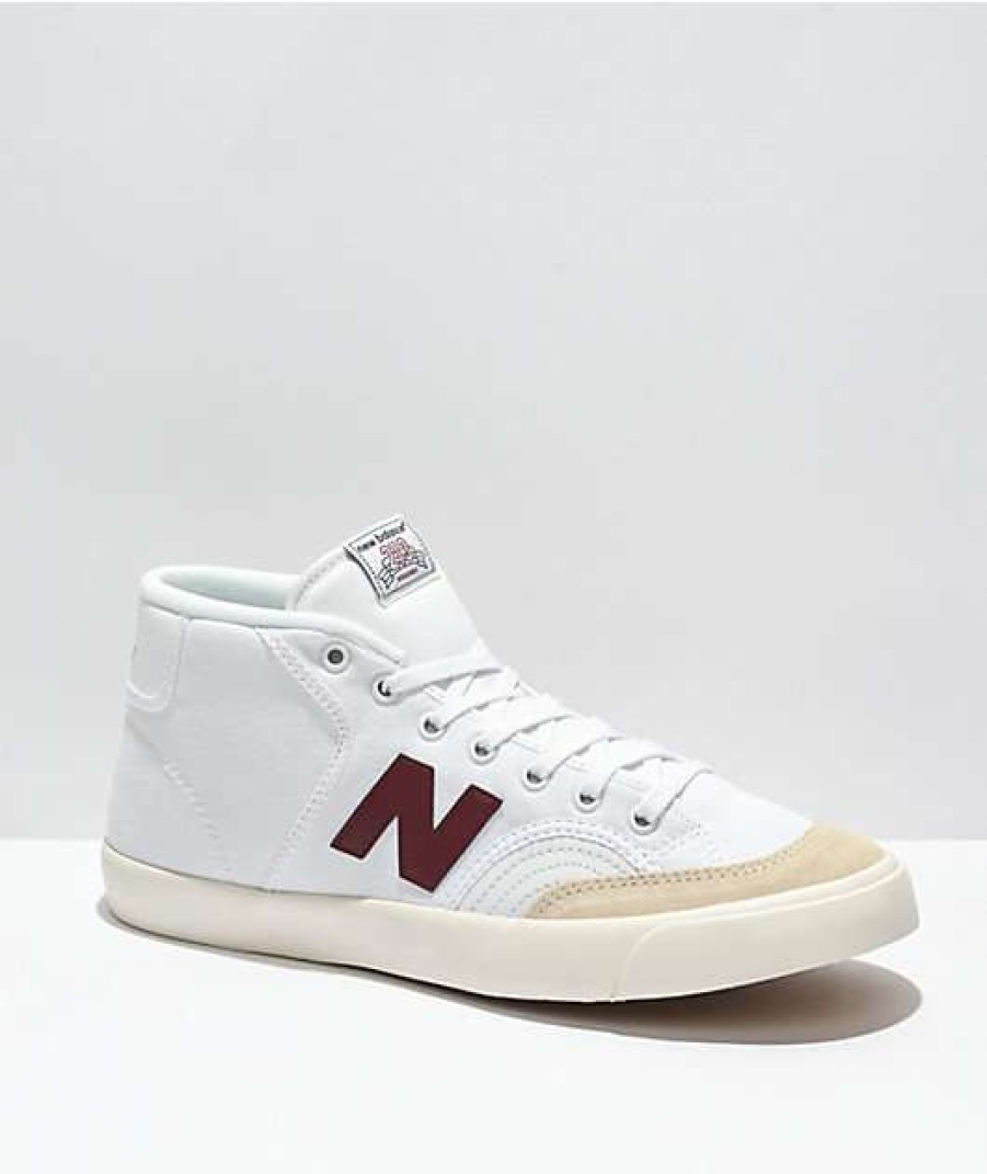 Skate Shoes * | New Balance Numeric 213 White & Burgundy Skate Shoes Outlet