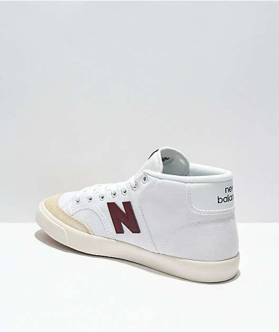 Skate Shoes * | New Balance Numeric 213 White & Burgundy Skate Shoes Outlet