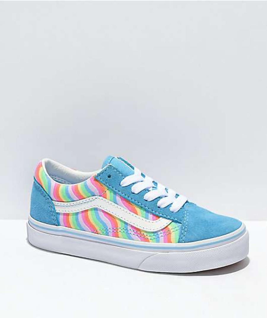 Vans * | Vans Old Skool Wavy Rainbow Blue Skate Shoes Promotions