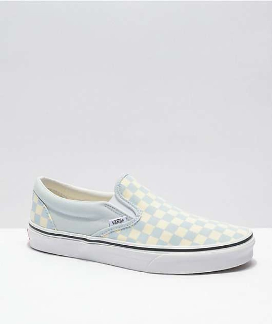 Vans * | Vans Slip-On Ballard Blue & White Checkerboard Skate Shoes Promotions