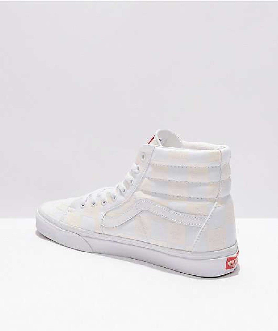 Vans * | Vans Sk8-Hi Diy White Checkerboard Skate Shoes Promotions